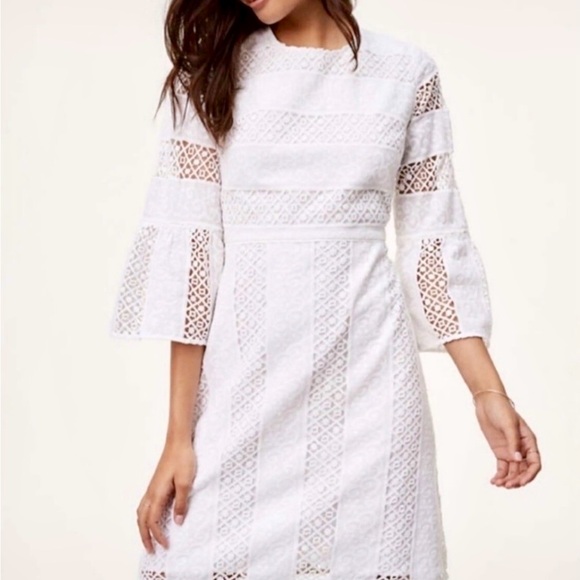 Ann Taylor Dresses & Skirts - Elegant White Ann Taylor Loft Crocheted Dress-10
